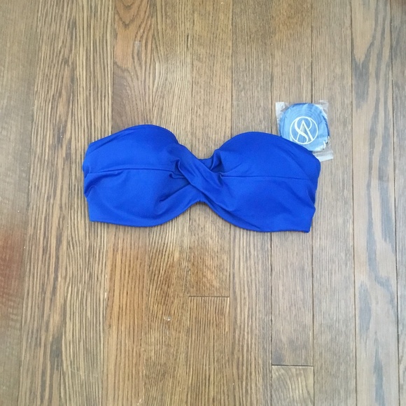 New Victoria’s Secret The Knockout Bandeau Bikini Top Blue 32DD - Picture 1 of 4